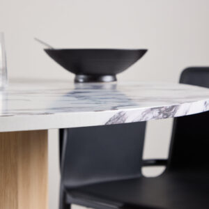 Tekla – Table à manger ronde – Naturel, Gris clair – ⌀120 cm