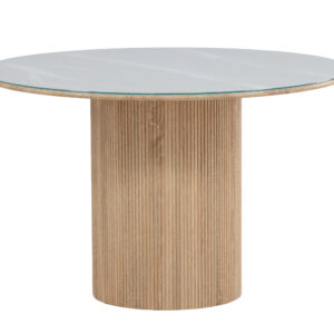 Härön – Table à manger ronde – Naturel, Blanc – ⌀120 cm