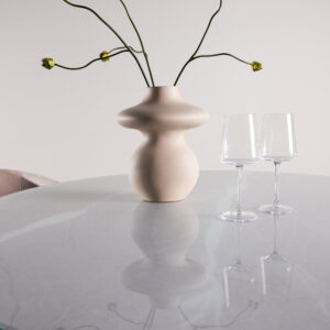 Härön – Table à manger ronde – Naturel, Blanc – ⌀120 cm