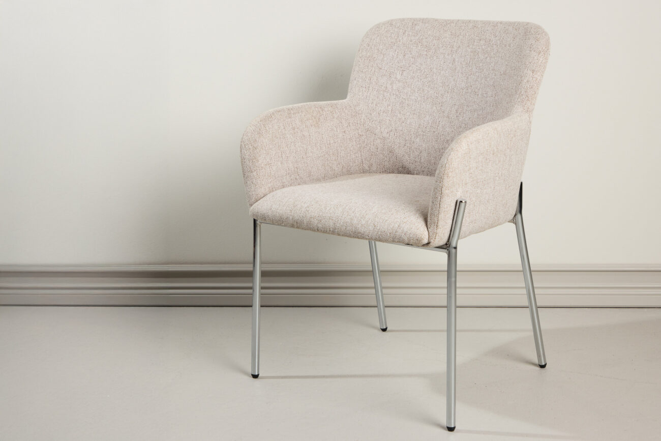 Vätö – Chaise de salle à manger – Beige, Argenté – 60 x 59 x 81 cm