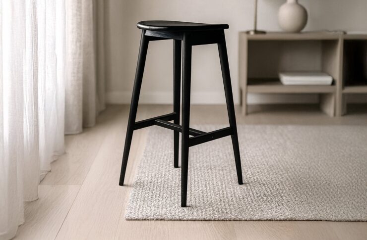 Orust – Chaise de bar – Noir – 43 x 49 x 77 cm
