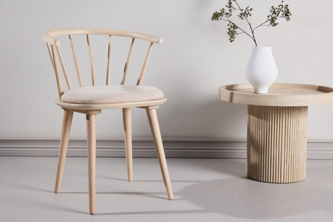 Bobby – Chaise de salle à manger – Beige, Blanchi – 53 x 76 x 55 cm