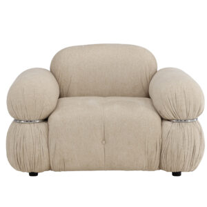 Mika – Fauteuil lounge – Beige, Argenté, Noir – 120 x 95 x 77 cm