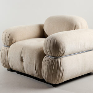 Mika – Fauteuil lounge – Beige, Argenté, Noir – 120 x 95 x 77 cm