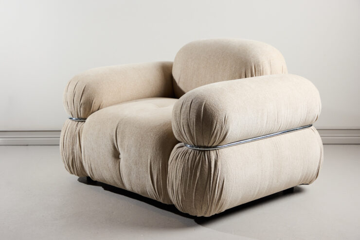 Mika – Fauteuil lounge – Beige, Argenté, Noir – 120 x 95 x 77 cm