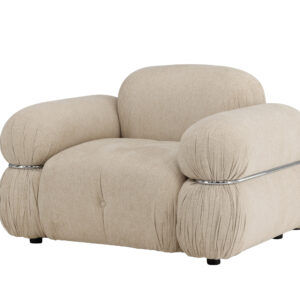 Mika – Fauteuil lounge – Beige, Argenté, Noir – 120 x 95 x 77 cm