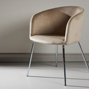 Berit – Chaise de salle à manger – Beige, Argenté – 55 x 78 x 55 cm