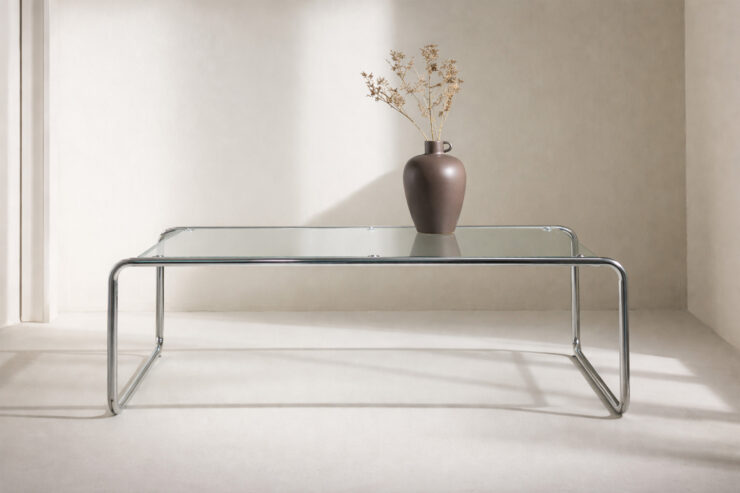 Saturnus – Table basse – Transparent, Argenté – 120 x 60 x 37.5 cm