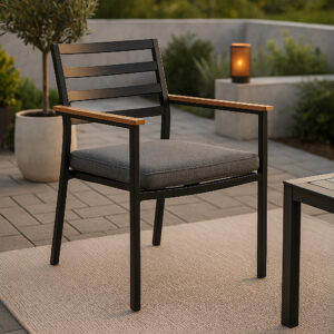 Brasilia – Chaise de salle à manger – Noir, Naturel – 60 x 87 x 56 cm