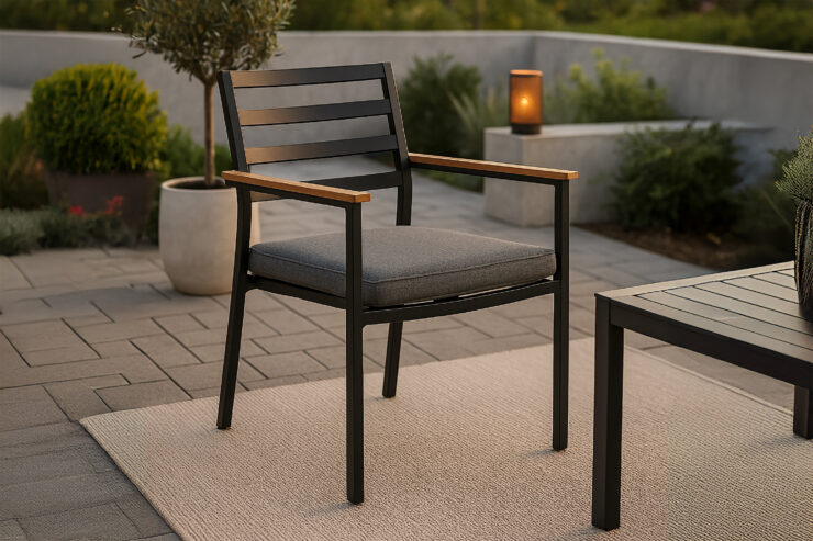 Brasilia – Chaise de salle à manger – Noir, Naturel – 60 x 87 x 56 cm