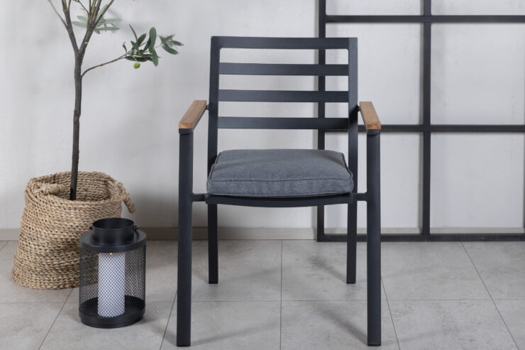 Brasilia – Chaise de salle à manger – Noir, Naturel – 60 x 87 x 56 cm