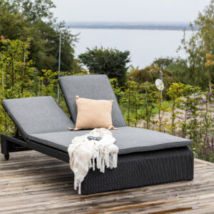 London – Bain de soleil – Noir, Gris – 196 x 32 x 119 cm
