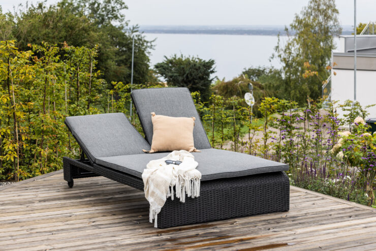 London – Bain de soleil – Noir, Gris – 196 x 32 x 119 cm