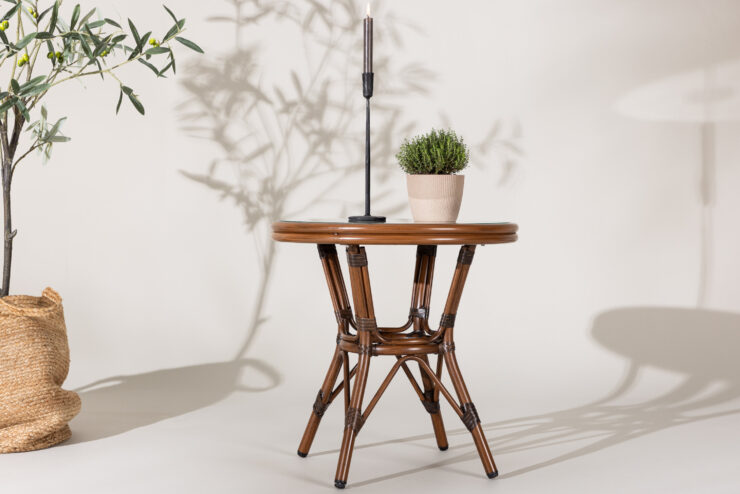 Sagres – Table de café – Marron foncé, Marron – ⌀60 cm