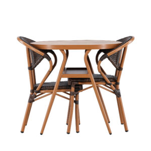 Abrantes – Set café – Marron – Chaise : 59 x 56 x 80 Table : 80 x 74 cm