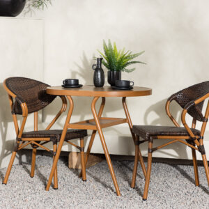 Abrantes – Set café – Marron – Chaise : 59 x 56 x 80 Table : 80 x 74 cm