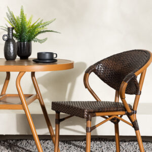 Abrantes – Set café – Marron – Chaise : 59 x 56 x 80 Table : 80 x 74 cm