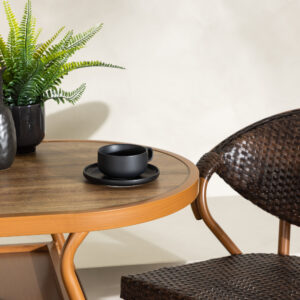 Abrantes – Set café – Marron – Chaise : 59 x 56 x 80 Table : 80 x 74 cm