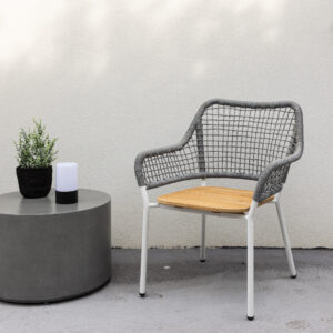 Amora – Fauteuil lounge – Gris, Blanc, Naturel – 55 x 88 x 59 cm