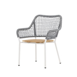 Amora – Fauteuil lounge – Gris, Blanc, Naturel – 55 x 88 x 59 cm