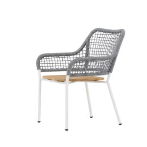 Amora – Fauteuil lounge – Gris, Blanc, Naturel – 55 x 88 x 59 cm
