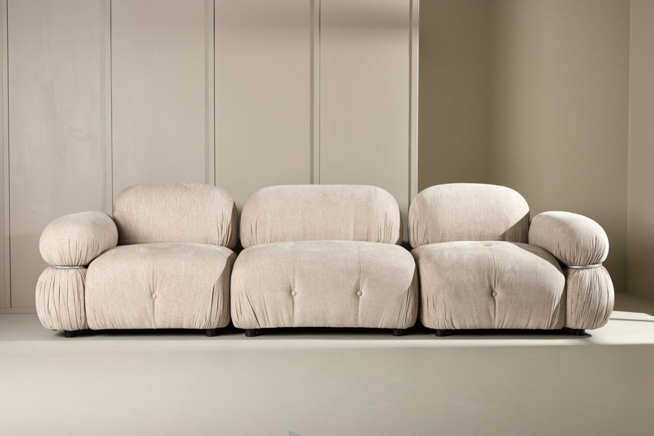 Mika – Module de canapé – Beige, Noir, Chrome – 95 x 80 x 95 cm