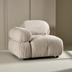 Mika – Module de canapé – Beige, Noir, Chrome – 95 x 80 x 95 cm