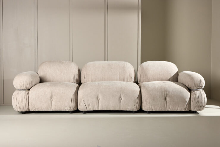 Mika – Module de canapé – Beige, Noir, Chrome – 95 x 80 x 95 cm