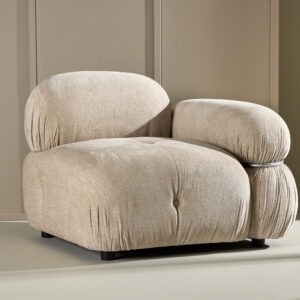Mika – Module de canapé – Beige, Noir, Chrome – 95 x 80 x 95 cm
