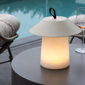 Rubu – Lampe à poser – Beige, Blanc – ⌀24 cm