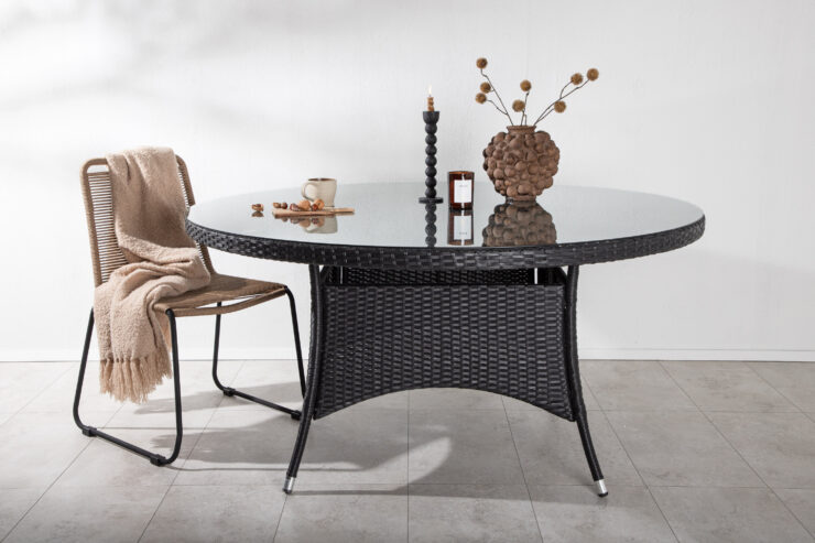 Volta – Table à manger ronde – Noir – ⌀150 cm