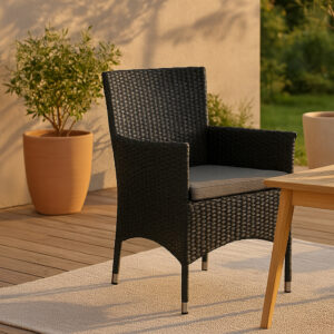 Malin – Chaise de salle à manger – Noir, Gris – 65 x 92 x 58 cm