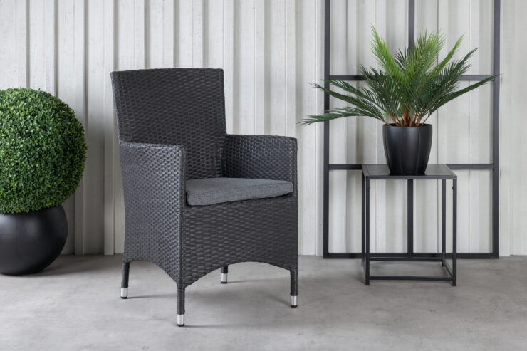 Malin – Chaise de salle à manger – Noir, Gris – 65 x 92 x 58 cm