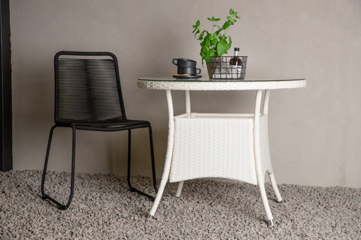 Volta – Table à manger ronde – Blanc – ⌀90 cm