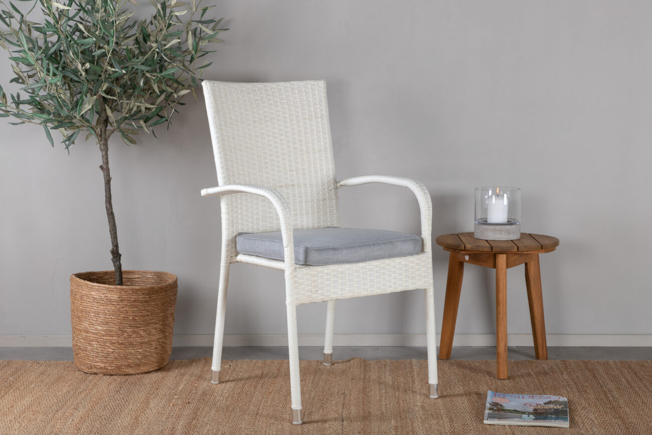Anna – Chaise de salle à manger – Gris, Blanc – 64 x 95 x 55 cm