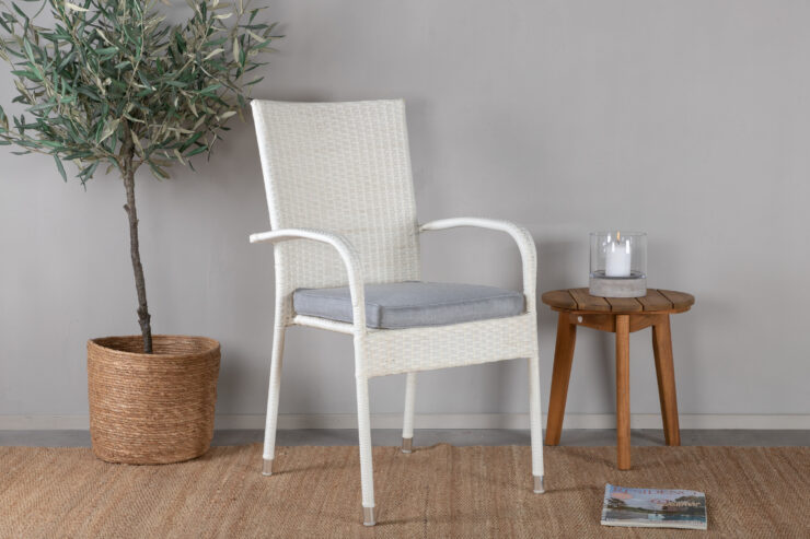 Anna – Chaise de salle à manger – Gris, Blanc – 64 x 95 x 55 cm