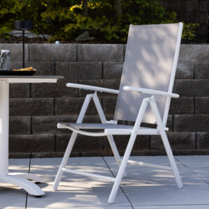 Break – Chaise réglable – Gris, Blanc – 62 x 108 x 55 cm