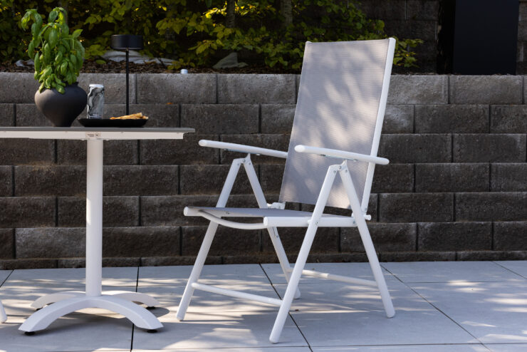 Break – Chaise réglable – Gris, Blanc – 62 x 108 x 55 cm