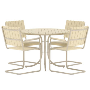 Holmsund – Ensemble repas – Beige – Table : ⌀100cm, Chaise : 55 x 87 x 59 cm