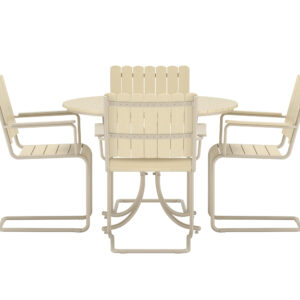Holmsund – Ensemble repas – Beige – Table : ⌀100cm, Chaise : 55 x 87 x 59 cm