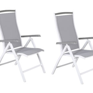 Albany – Chaise réglable – Gris, Blanc – 60 x 110 x 60 cm