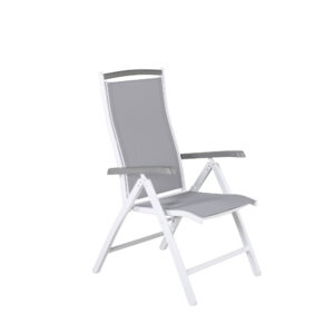 Albany – Chaise réglable – Gris, Blanc – 60 x 110 x 60 cm