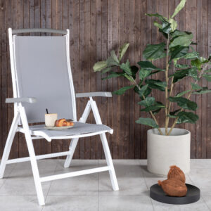 Albany – Chaise réglable – Gris, Blanc – 60 x 110 x 60 cm