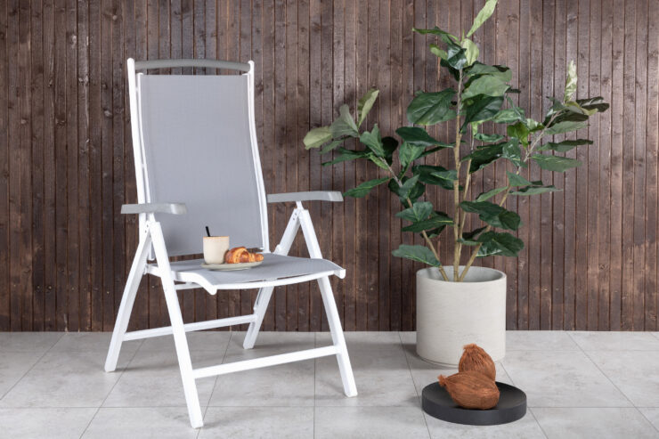 Albany – Chaise réglable – Gris, Blanc – 60 x 110 x 60 cm