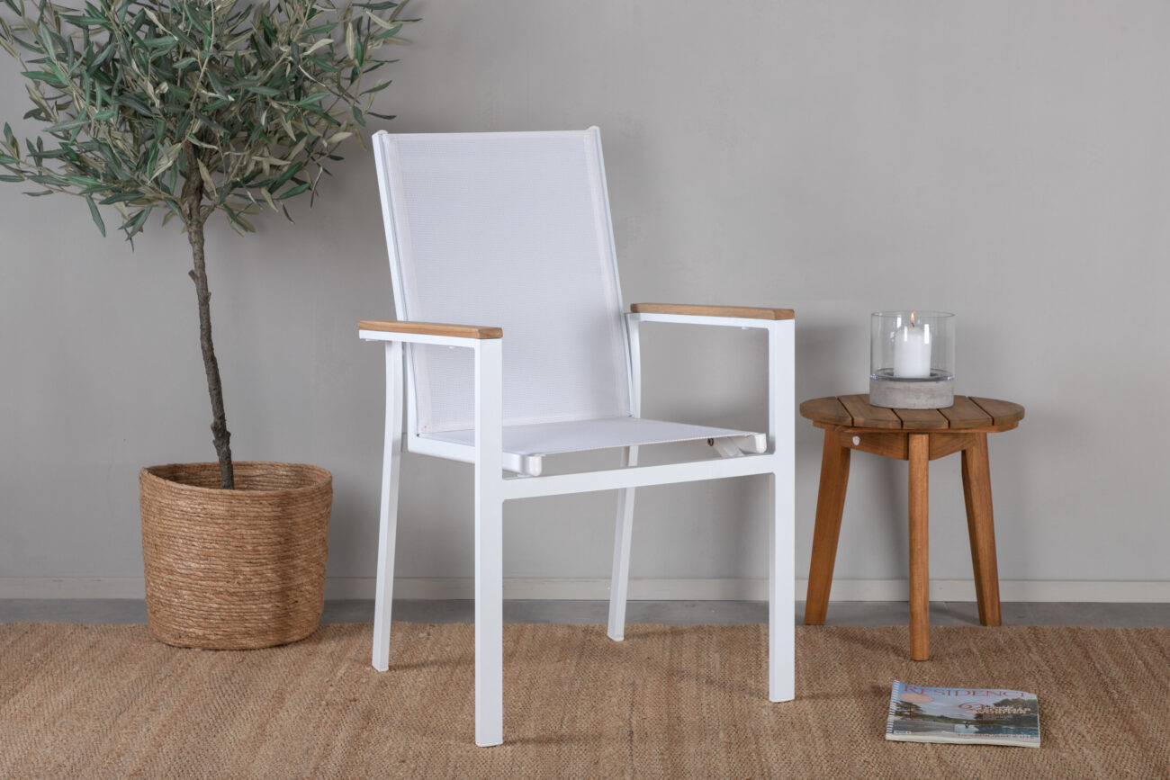 Texas – Chaise de salle à manger – Naturel, Blanc – 60 x 90 x 56 cm