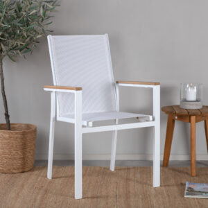 Texas – Chaise de salle à manger – Naturel, Blanc – 60 x 90 x 56 cm