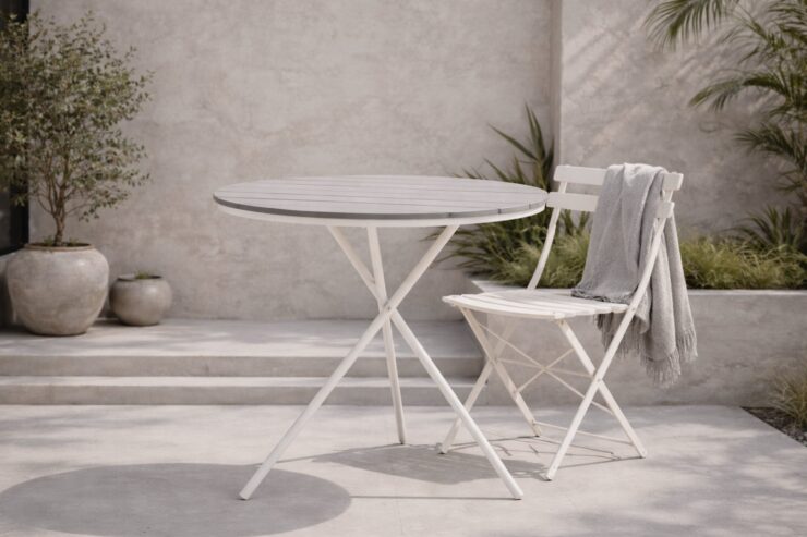 Parma – Table de café – Gris, Blanc – ⌀90 cm