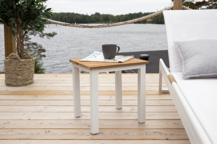 Mexico – Table d'appoint – Naturel, Blanc – 40 x 40 cm