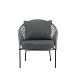 Lindos – Fauteuil lounge – Noir, Gris – 85 x 78 x 73 cm