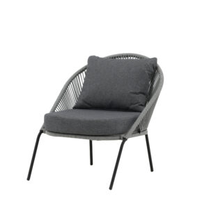 Lindos – Fauteuil lounge – Noir, Gris – 85 x 78 x 73 cm